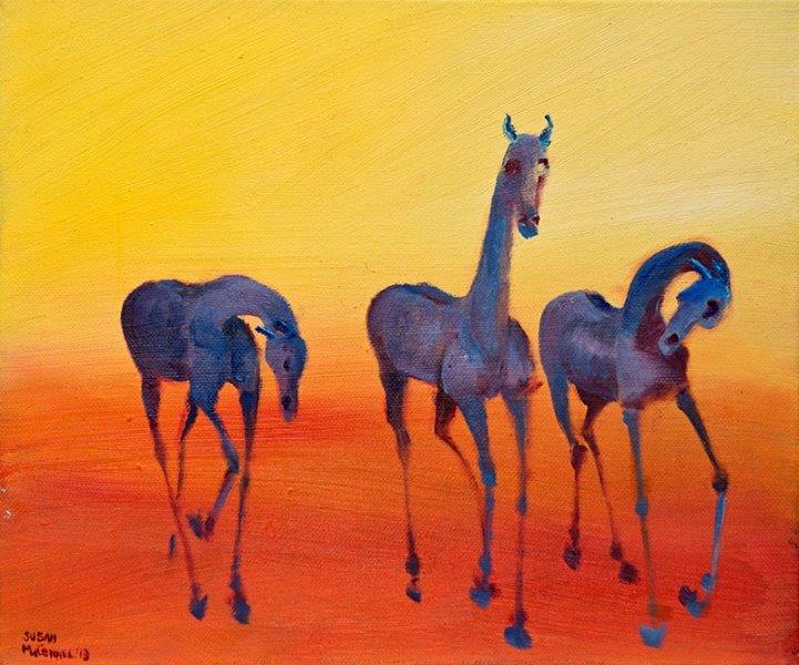 Three Blue Horses